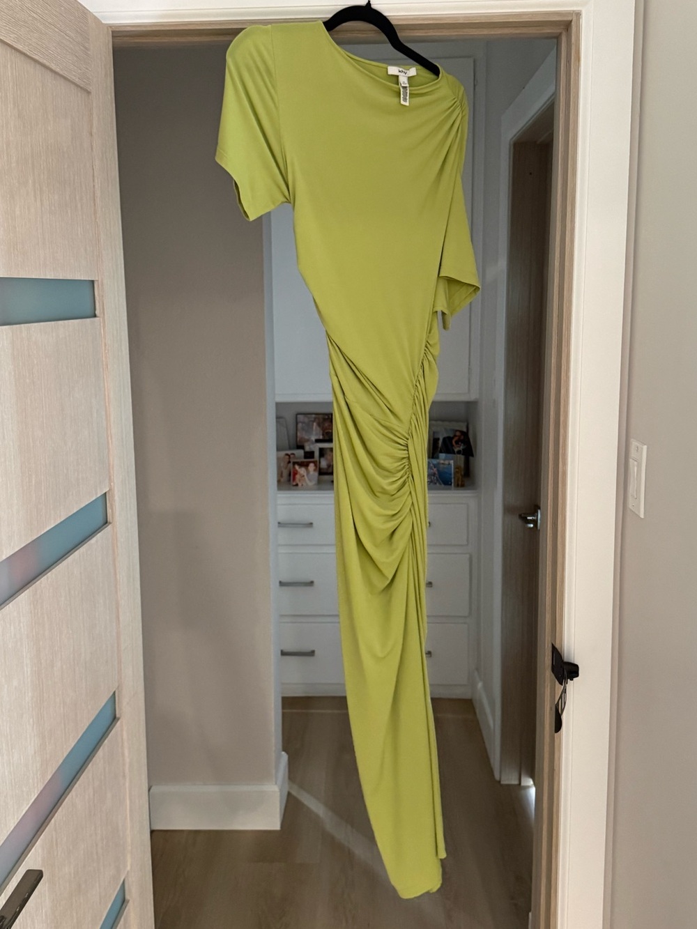 Khy Ruched Maxi Dress in Lime Green